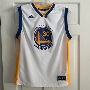 Golden State Warriors Adidas White and Blue Seth Curry Warriors Jersey